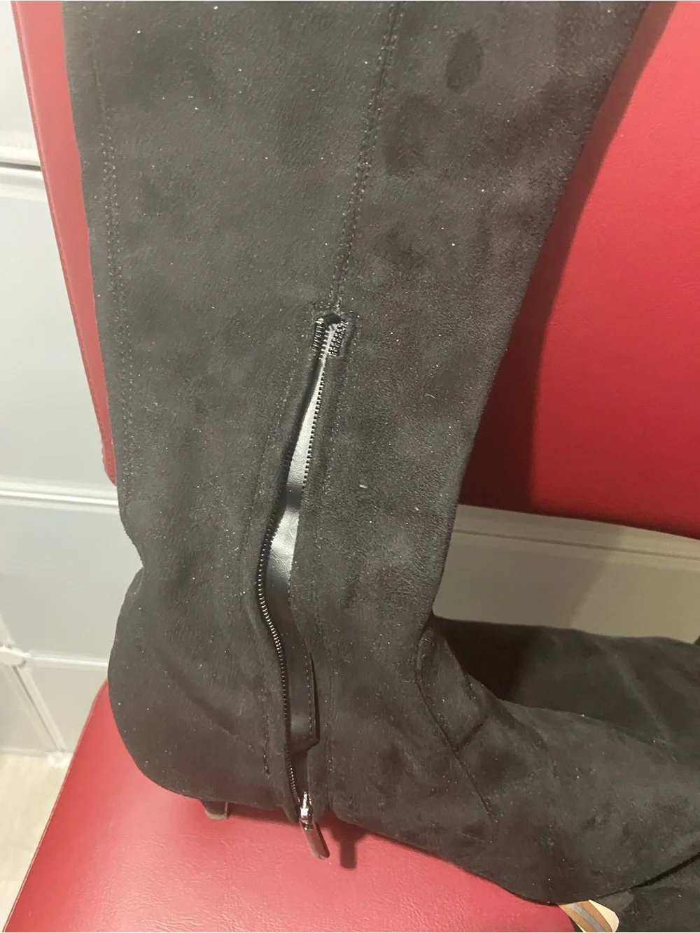 Sam Edelman Over-the-Knee Black Faux Suede Kitten Heel Boots